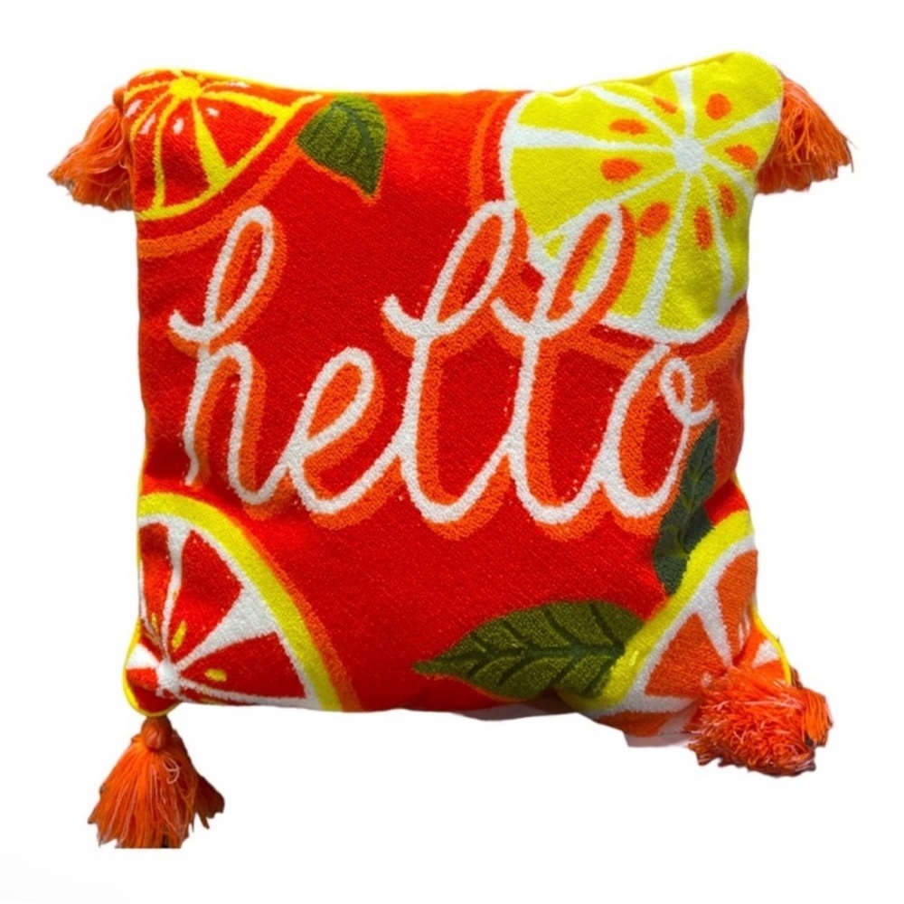 New! Member's Mark Indoor Accent Throw Pillow, 18"x18" "Hello"
